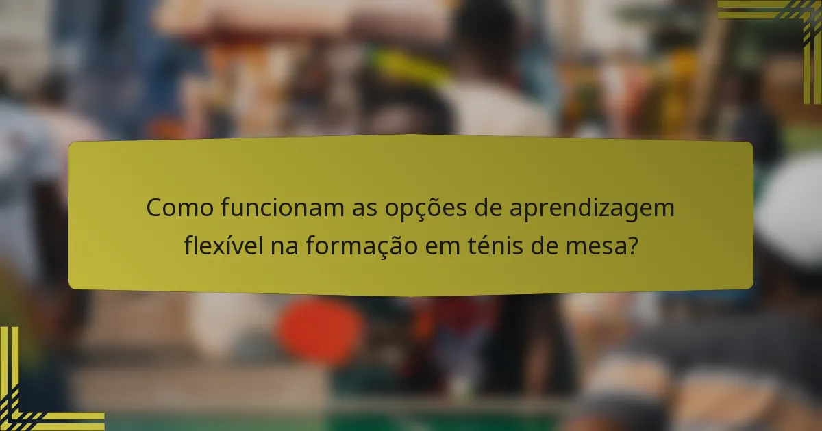 Como funcionam as opções de aprendizagem flexível na formação em ténis de mesa?