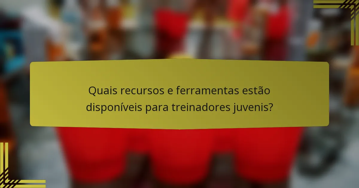 Quais recursos e ferramentas estão disponíveis para treinadores juvenis?