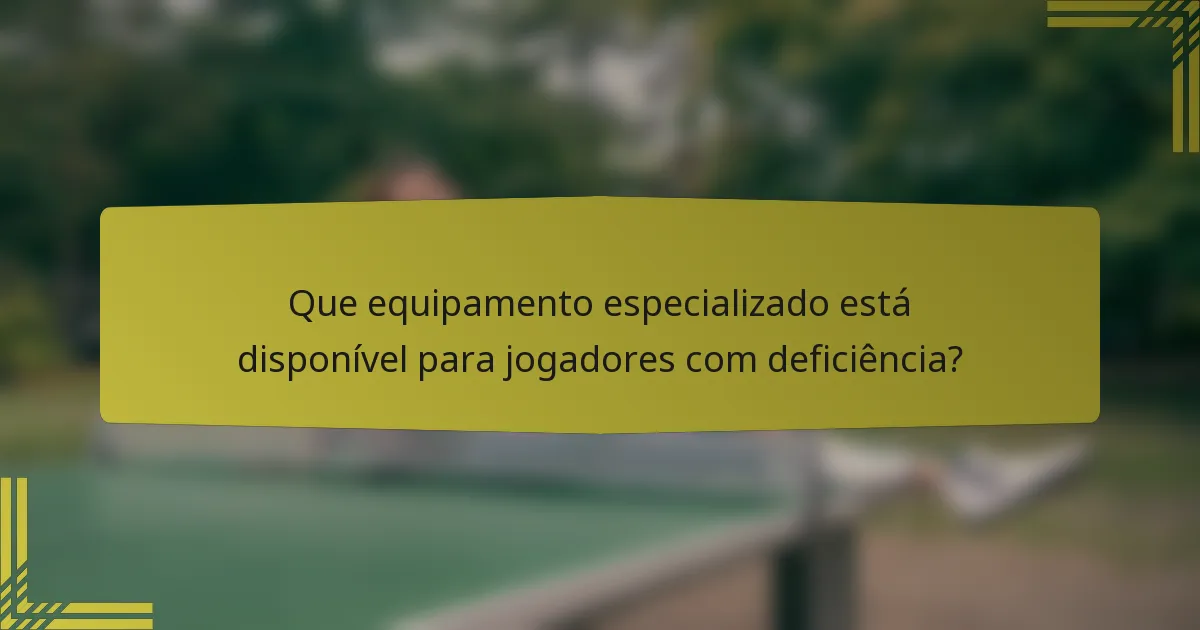 Que equipamento especializado está disponível para jogadores com deficiência?